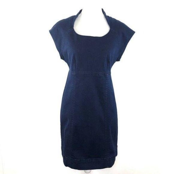 Tulle Dresses & Skirts - Tulle Scoop Neck Zipper Cap Sleeves Denim Dress